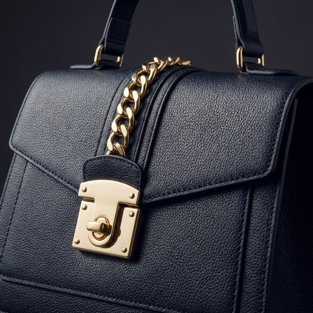 premium gold zinc alloy handbag lockand chain hardware