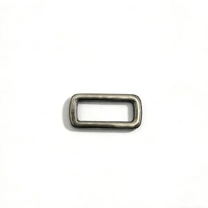 High-end antique silver and brushed pewter rectangular loop for vintage leather bags and heritage leathercraft, custom OEM manufactured by Wahkoi Metal.