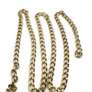 High-end classic gold curb chain and flat link strap for elegant everyday handbags and crossbody designs, custom OEM manufactured by Wahkoi Metal.