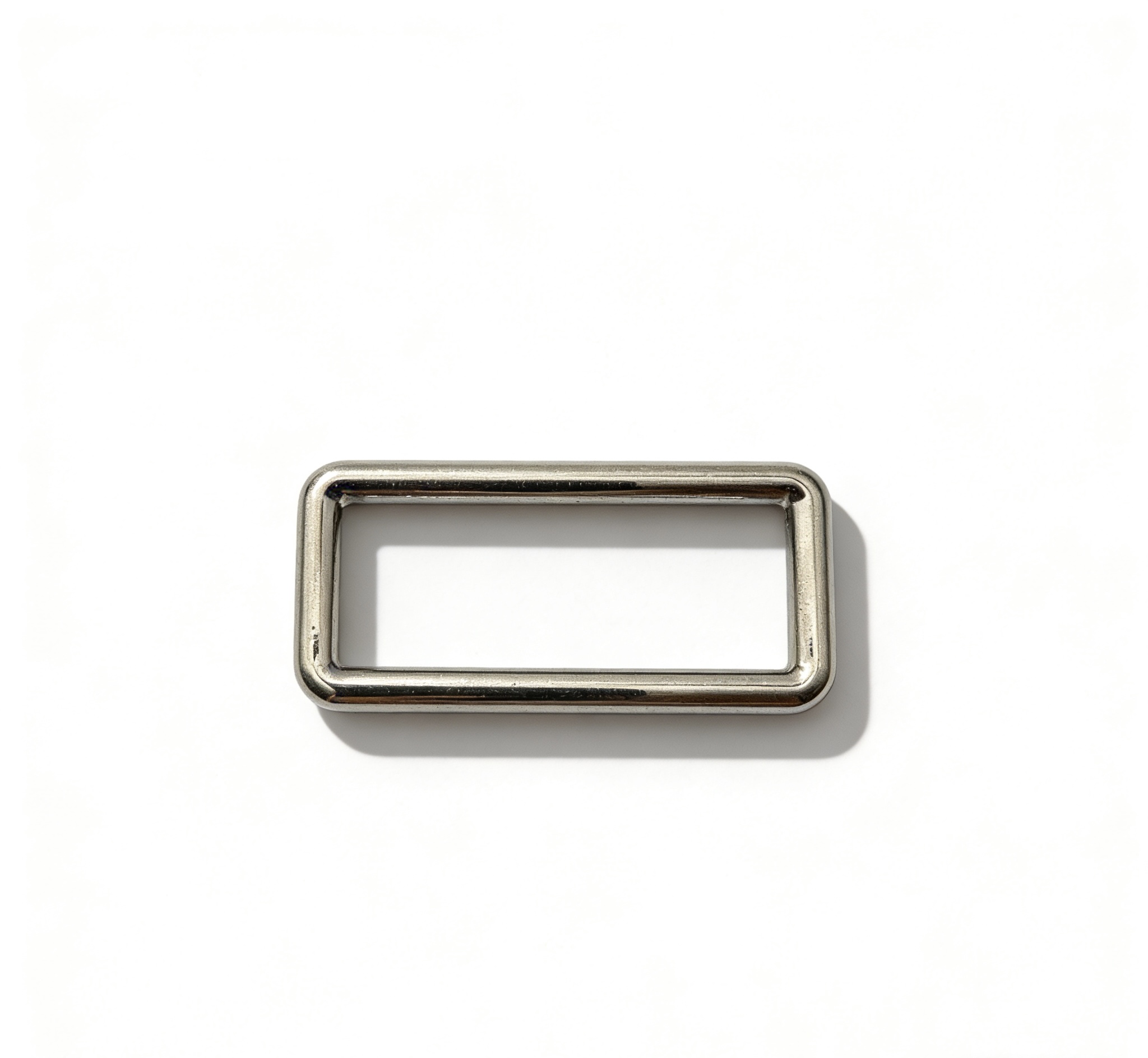High-end mirror-polished silver classic rectangular loop and flat strap connector for luxury leather bags, custom OEM manufactured by Wahkoi Metal.