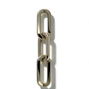 High-end mirror-polished light gold chunky elongated oval link chain for luxury bag handles and modern strap extenders, custom OEM manufactured by Wahkoi Metal.