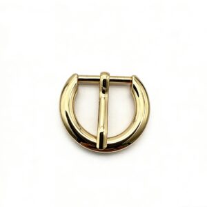 High-end mirror-polished light gold round circular pin buckle and O-ring strap adjuster for luxury women's bags and belts, custom OEM manufactured by Wahkoi Metal.