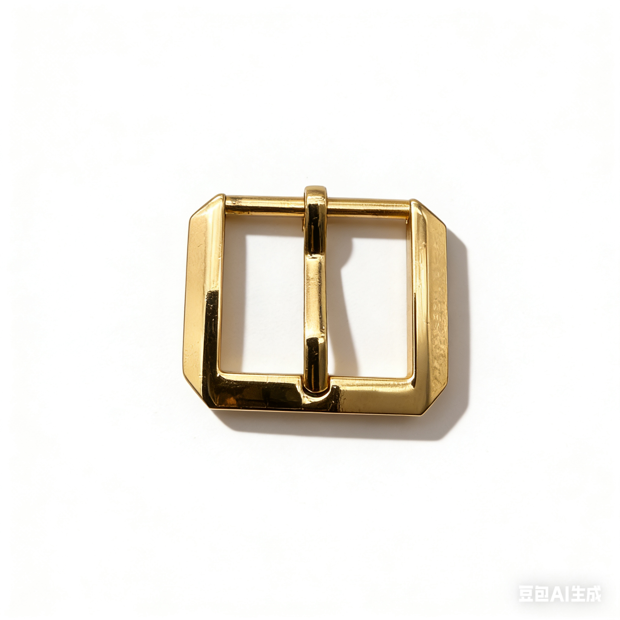 High-end mirror-polished light gold flat-profile geometric pin buckle for luxury belts and modern structured bags, custom OEM manufactured by Wahkoi Metal.