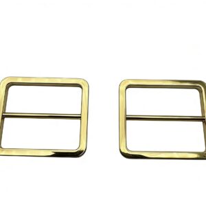 High-end mirror-polished light gold flat-profile tri-glide slider and strap adjuster for luxury handbags, custom OEM manufactured by Wahkoi Metal.