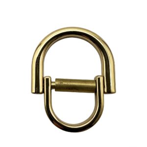 High-end mirror-polished light gold horseshoe shackle and screw-in D-ring connector for luxury leather bags, custom OEM manufactured by Wahkoi Metal.