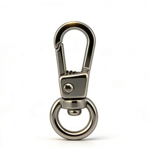 High-end light gold heavy-duty riveted push-gate swivel snap hook with round base for luxury pet leashes and designer bags, custom OEM manufactured by Wahkoi Metal.