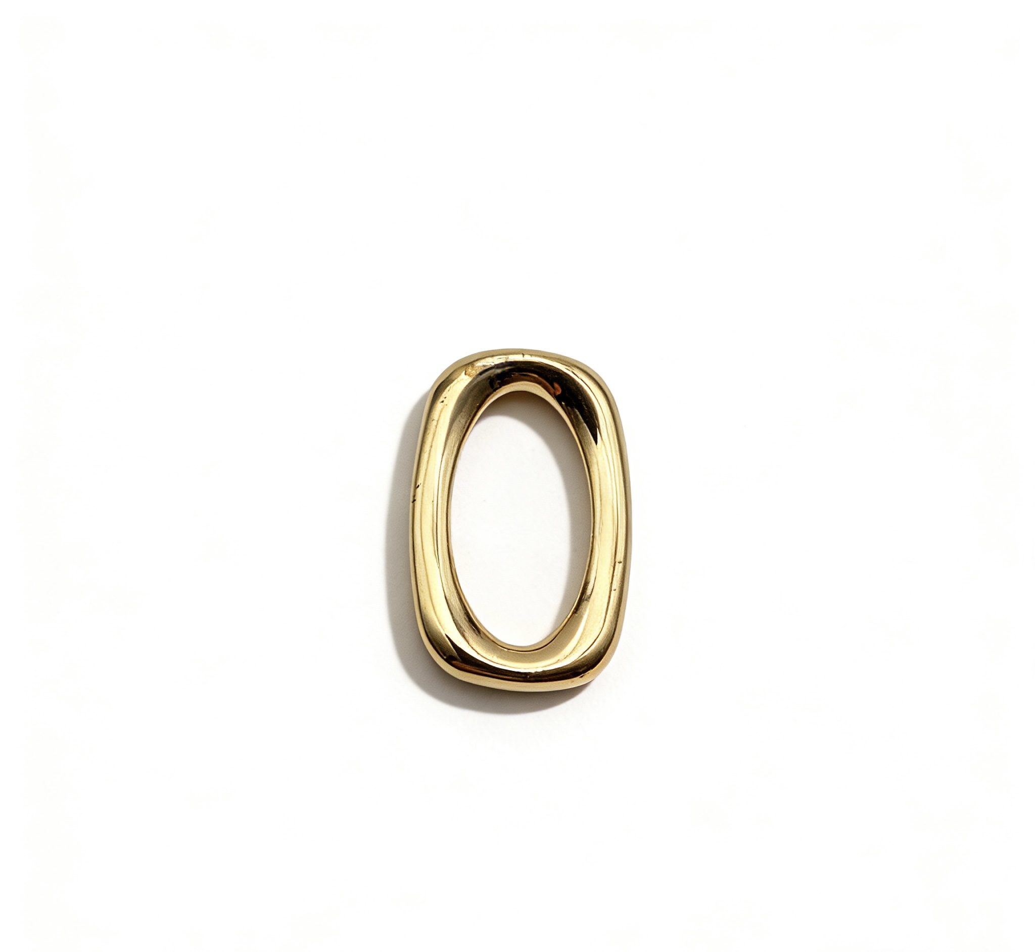 High-end mirror-polished light gold solid oval ring and chunky elongated loop for luxury handbags, custom OEM manufactured by Wahkoi Metal.