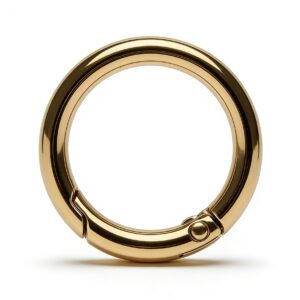 High-end mirror-polished light gold round spring O-ring clasp for luxury bag straps and charms, custom OEM manufactured by Wahkoi Metal.