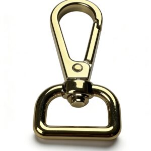 High-end mirror-polished light gold swivel snap hook with D-ring base for luxury handbag straps and pet leashes, custom OEM manufactured by Wahkoi Metal.