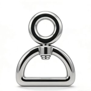 High-end mirror-polished silver 360-degree swivel connector with O-ring and D-ring for luxury bag straps and pet accessories, custom OEM manufactured by Wahkoi Metal.