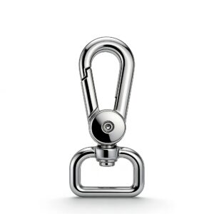 High-end mirror-polished silver swivel push-gate snap hook with modern circular pivot for luxury bags and techwear straps, custom OEM manufactured by Wahkoi Metal.