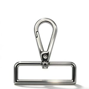 High-end mirror-polished silver swivel snap hook with extra-wide rectangular base for wide bag straps and guitar straps, custom OEM manufactured by Wahkoi Metal.