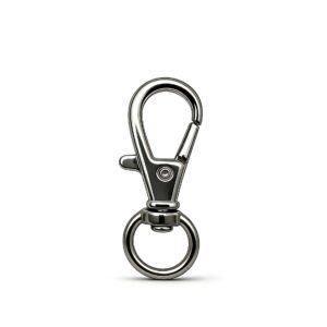 High-end mirror-polished silver swivel trigger snap hook with round O-ring base for lanyards, bag charms, and pet leashes, custom OEM manufactured by Wahkoi Metal.