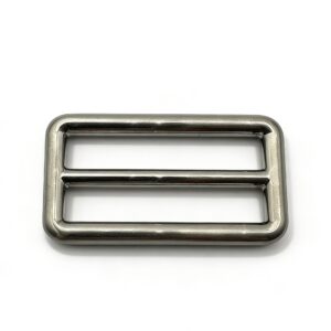 High-end mirror-polished silver rounded tri-glide slider and strap adjuster for luxury bags and backpacks, custom OEM manufactured by Wahkoi Metal.