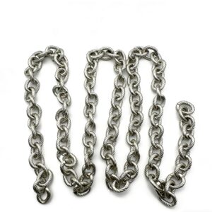 High-end silver textured rope cable chain with engraved details for artisanal crossbody bags and vintage luxury accessories, custom OEM manufactured by Wahkoi Metal.