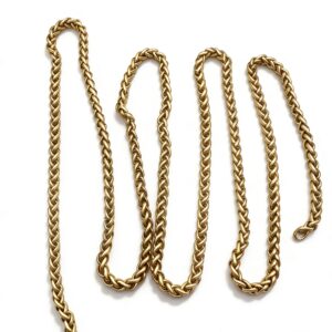 High-end vintage gold woven wheat chain and braided strap for luxury crossbody bags and vintage leather goods, custom OEM manufactured by Wahkoi Metal.